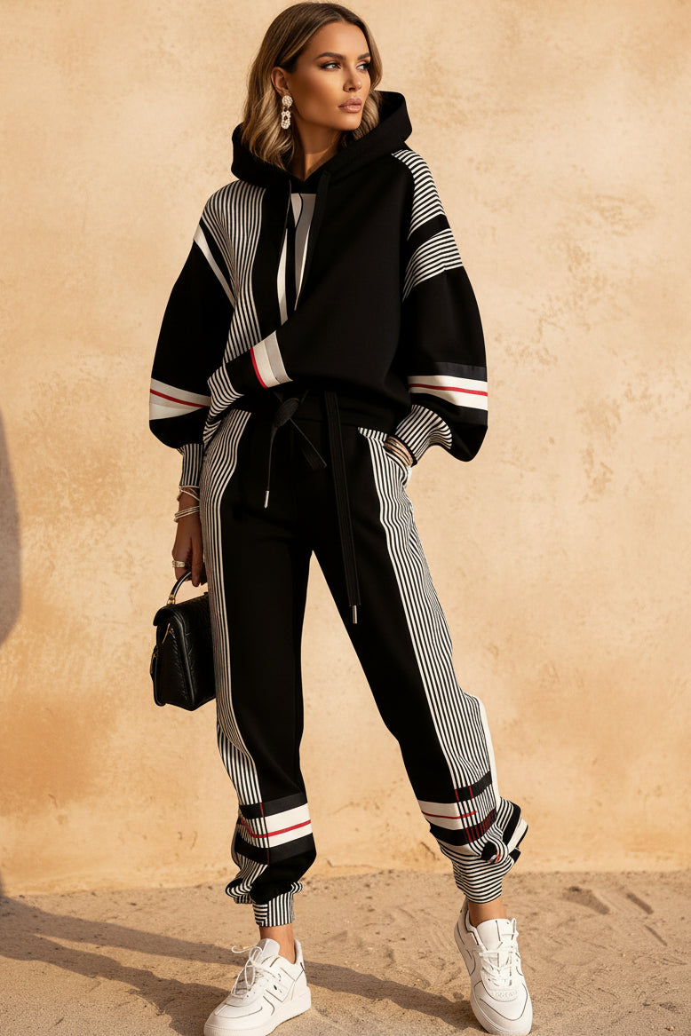 Color-Block Stripe Tracksuit Set