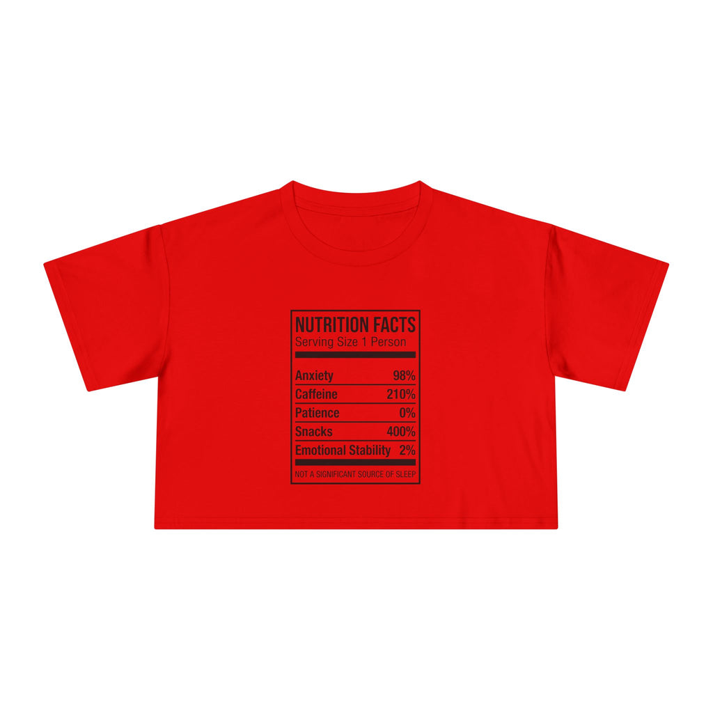 Crop Tee — Nutrition Facts Graphic "Anxiety 80%"