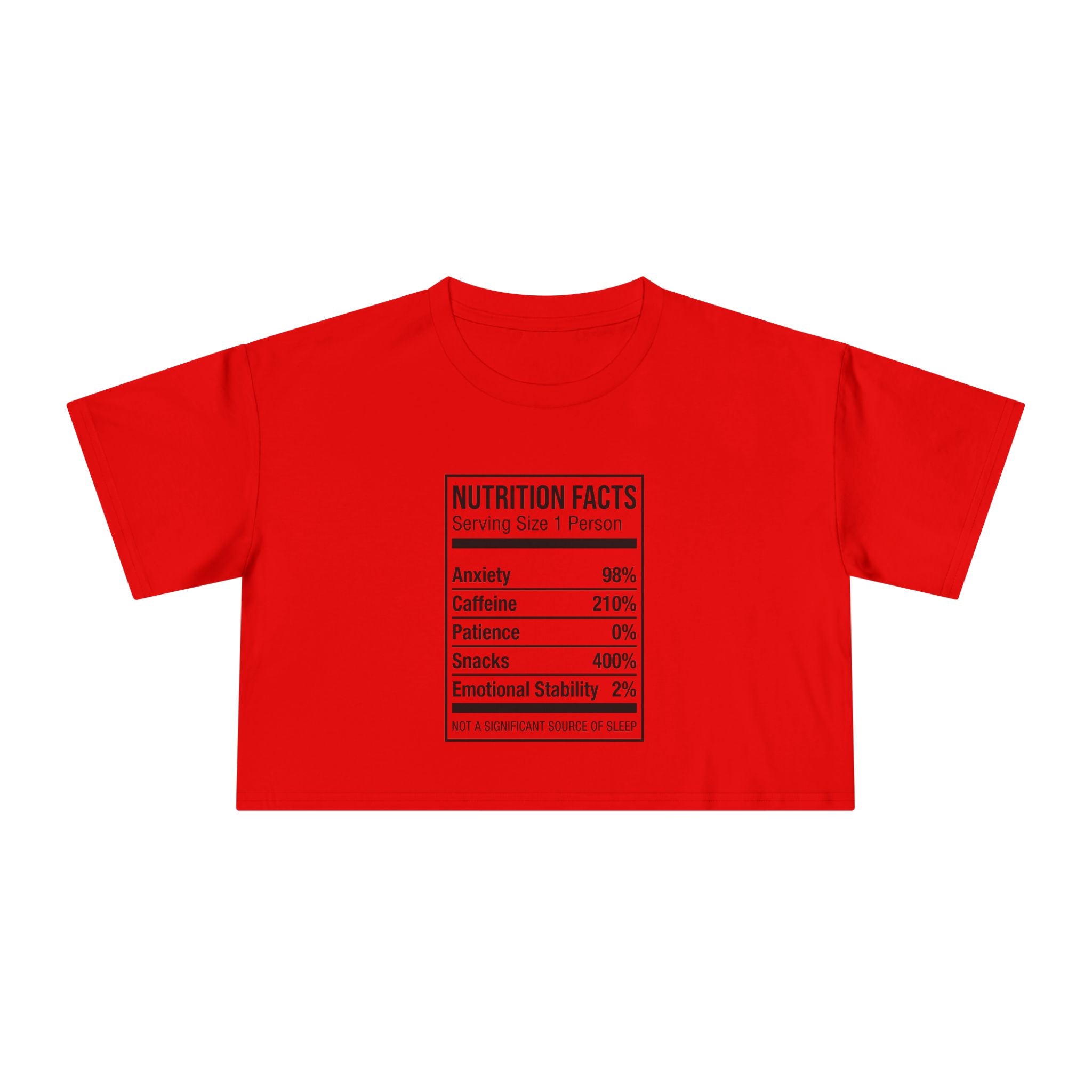 Crop Tee — Nutrition Facts Graphic "Anxiety 80%"
