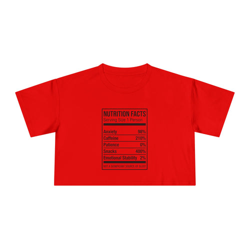 Crop Tee — Nutrition Facts Graphic "Anxiety 80%"
