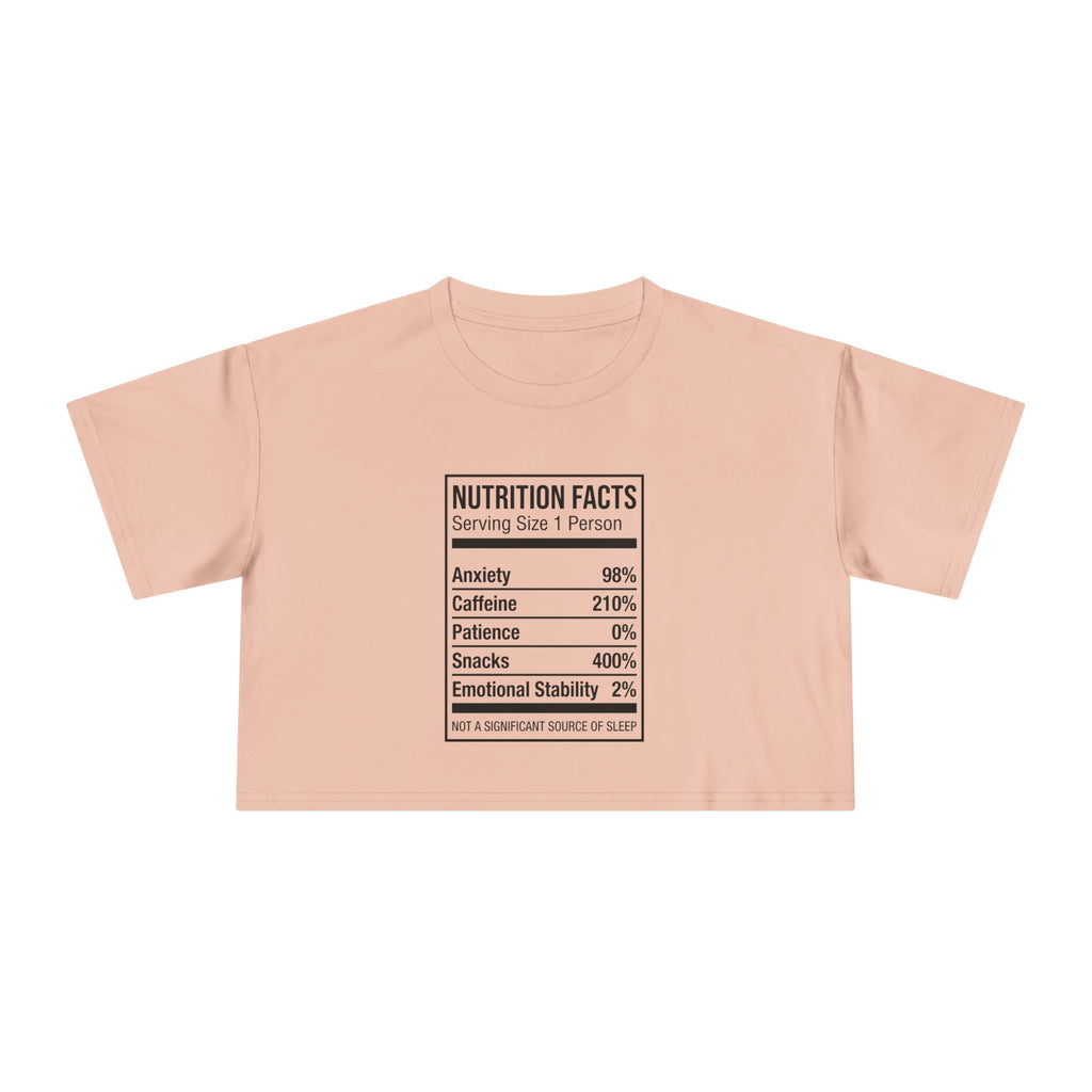 Crop Tee — Nutrition Facts Graphic "Anxiety 80%"