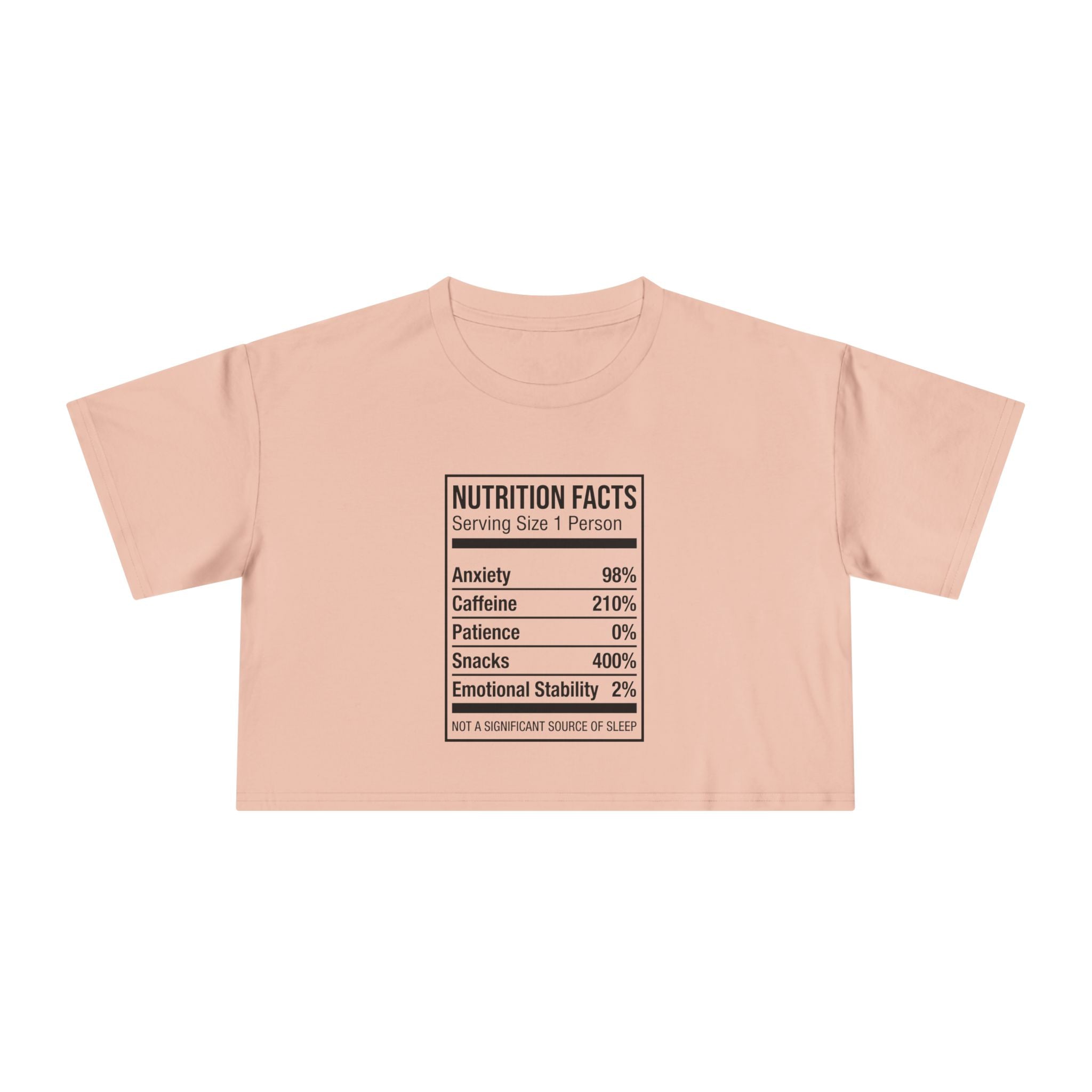 Crop Tee — Nutrition Facts Graphic "Anxiety 80%"