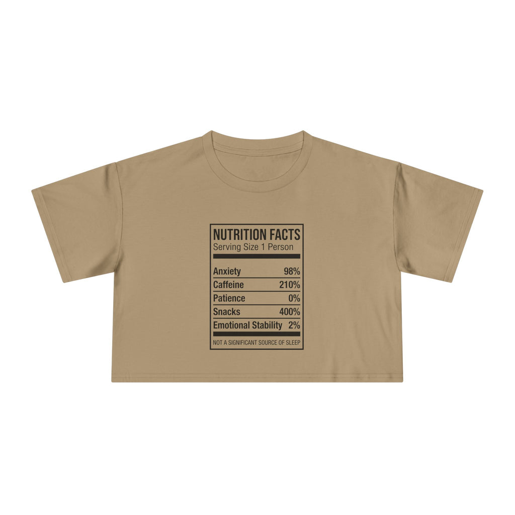 Crop Tee — Nutrition Facts Graphic "Anxiety 80%"