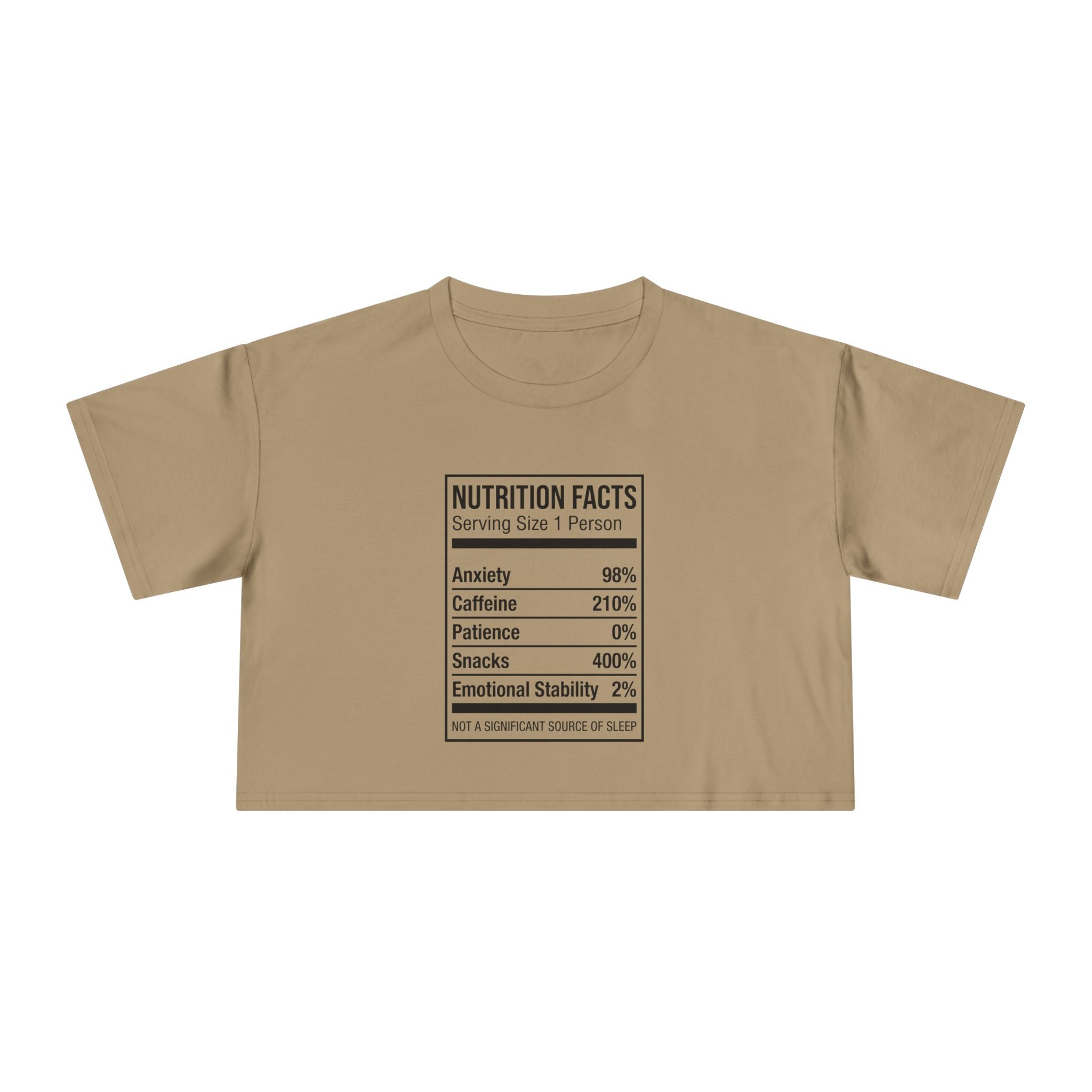 Crop Tee — Nutrition Facts Graphic "Anxiety 80%"