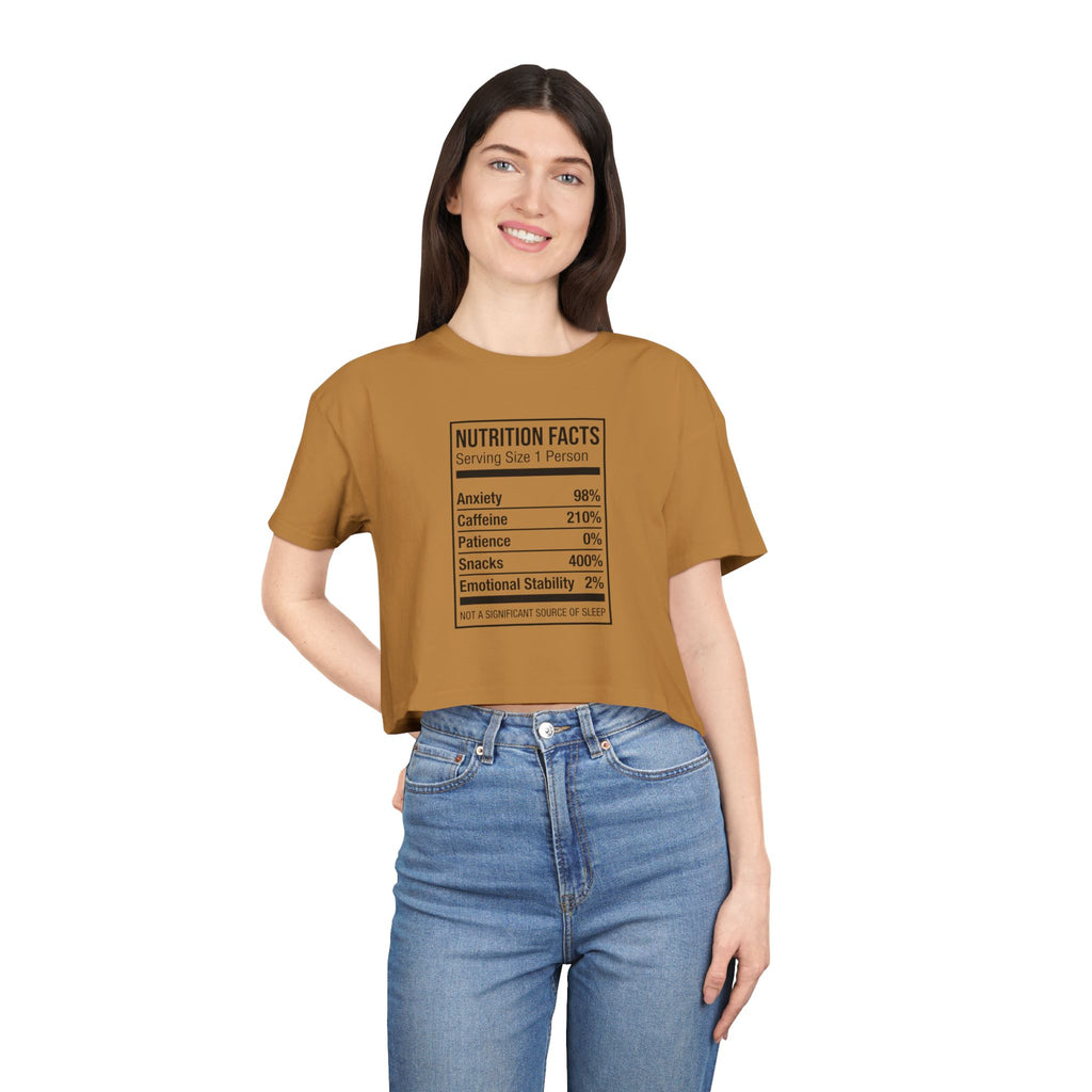 Crop Tee — Nutrition Facts Graphic "Anxiety 80%"