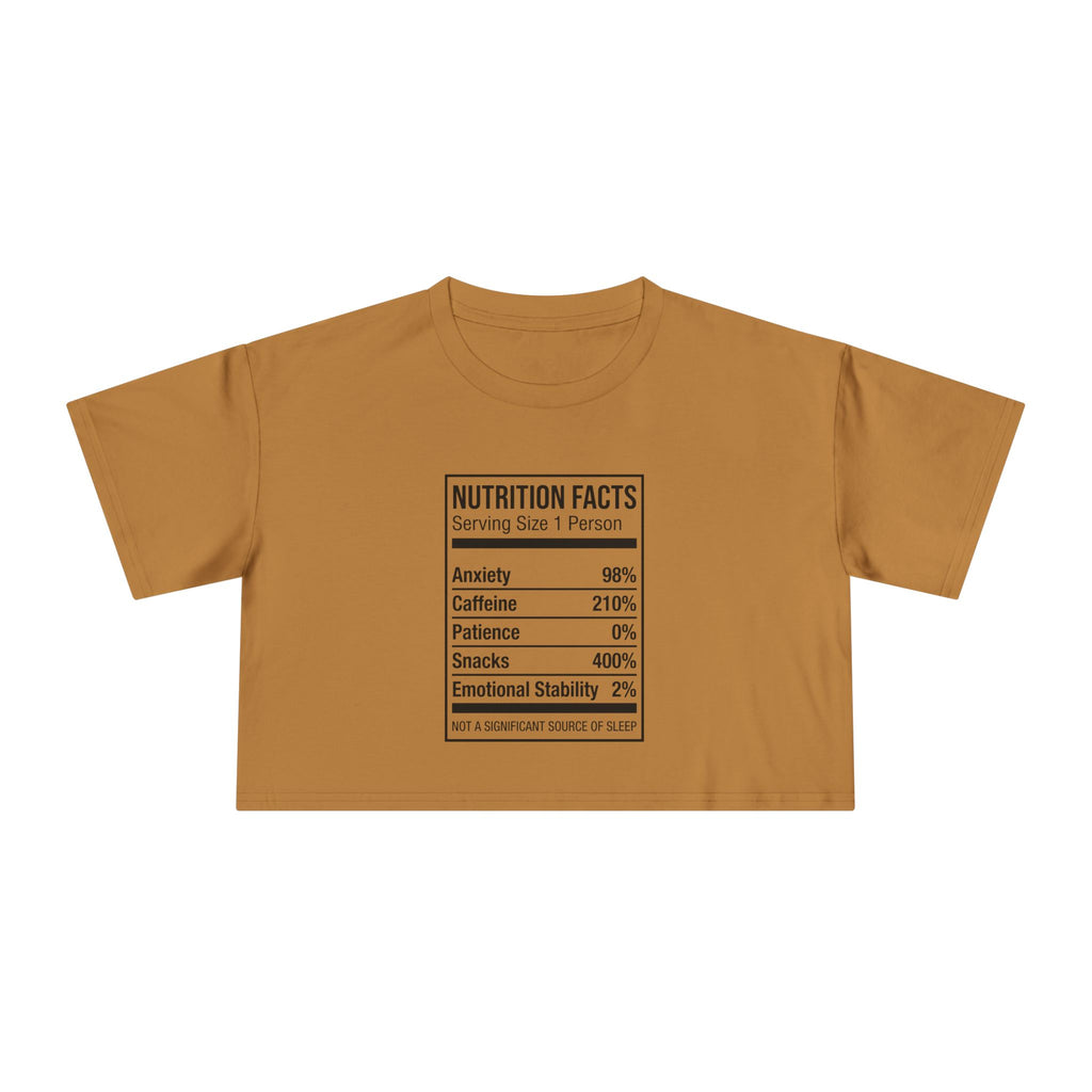 Crop Tee — Nutrition Facts Graphic "Anxiety 80%"