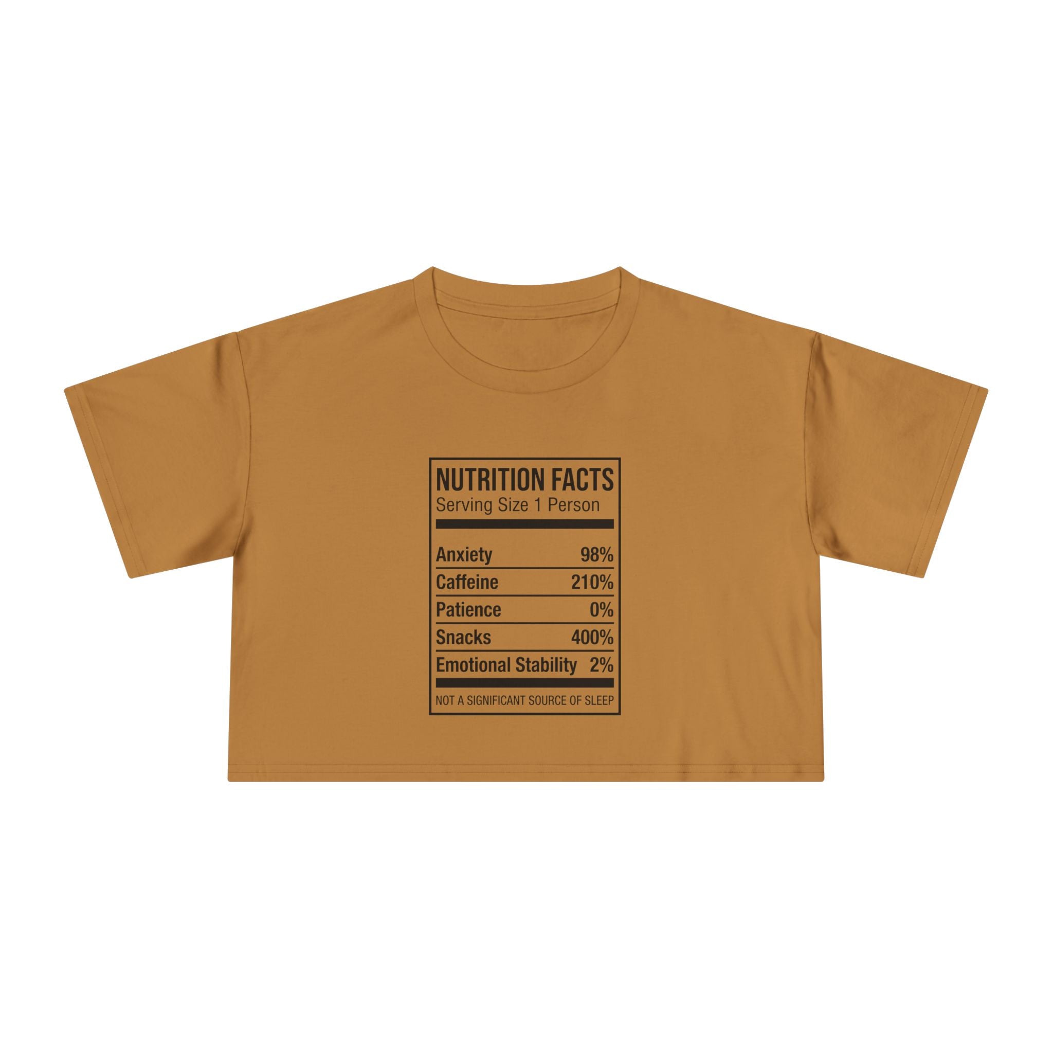 Crop Tee — Nutrition Facts Graphic "Anxiety 80%"