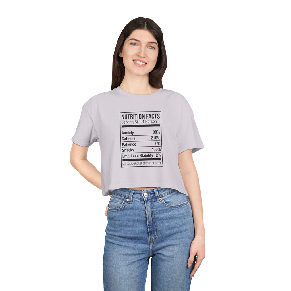 Crop Tee — Nutrition Facts Graphic "Anxiety 80%"