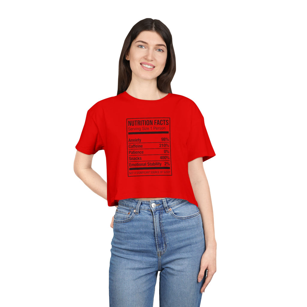 Crop Tee — Nutrition Facts Graphic "Anxiety 80%"