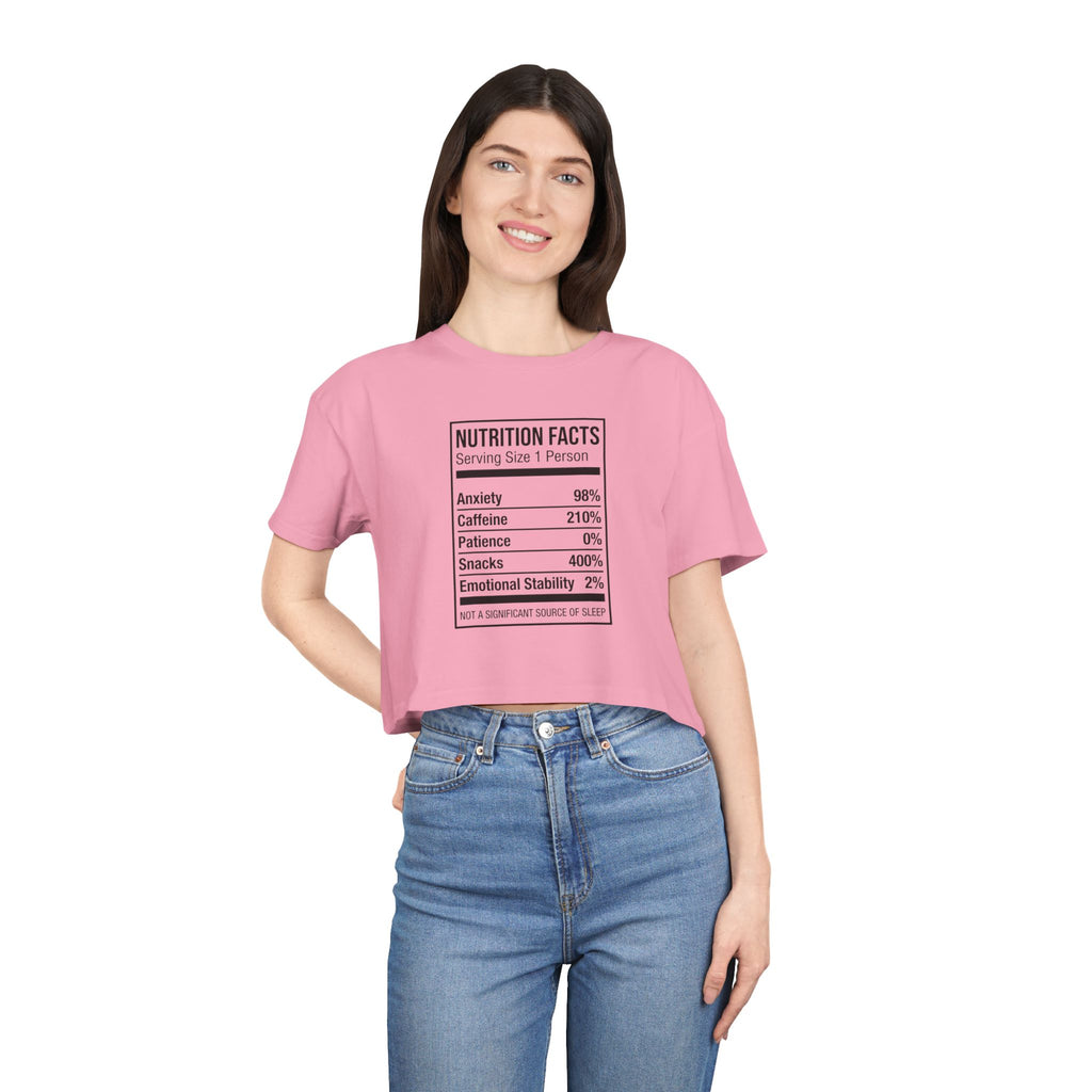 Crop Tee — Nutrition Facts Graphic "Anxiety 80%"