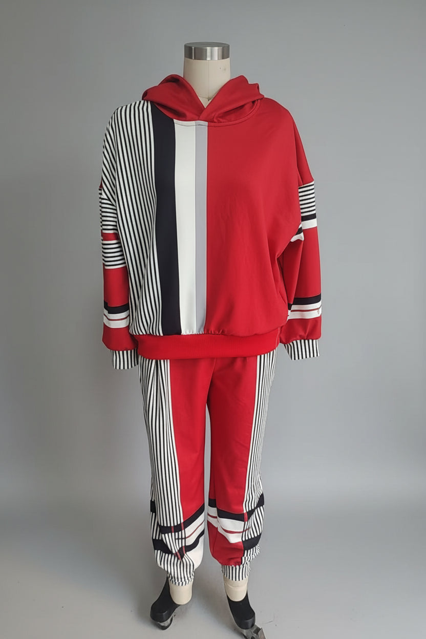 Color-Block Stripe Tracksuit Set