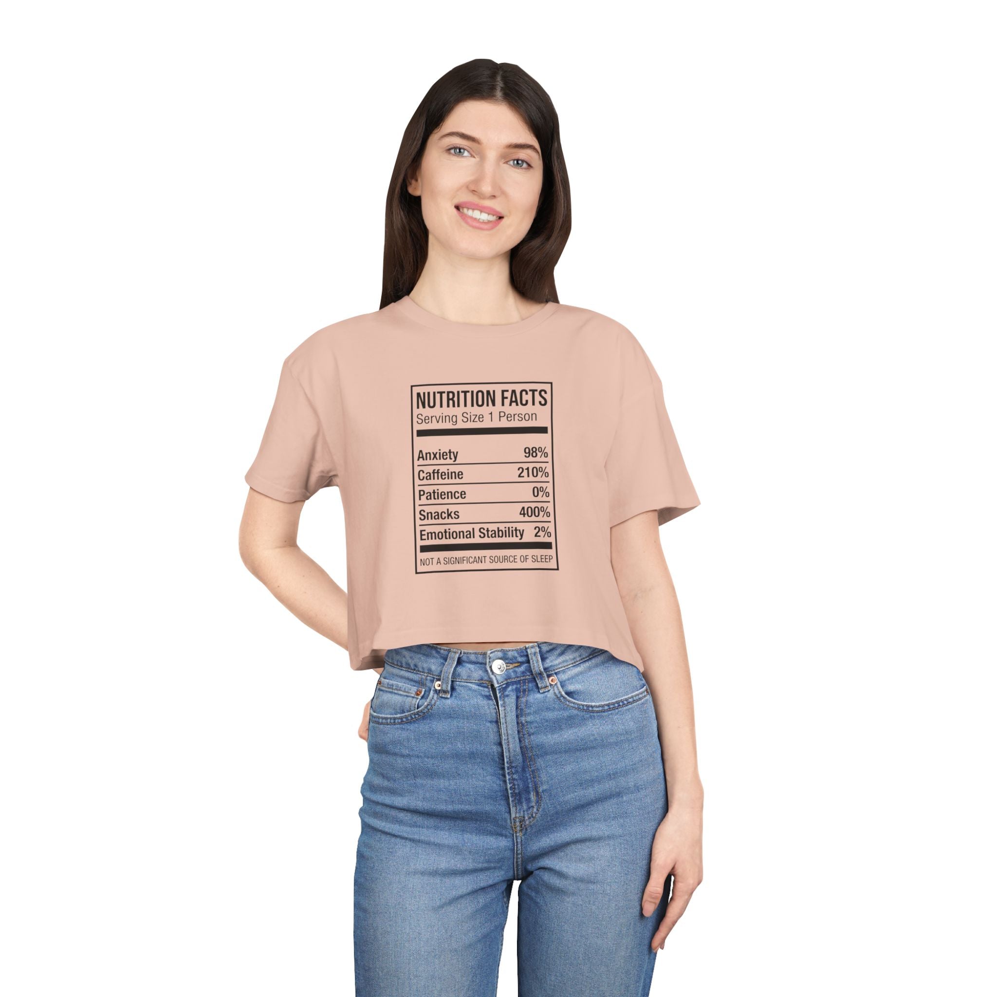 Crop Tee — Nutrition Facts Graphic "Anxiety 80%"