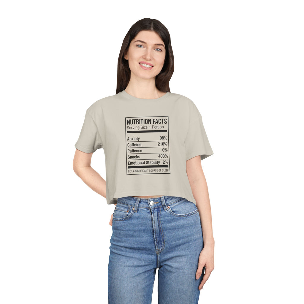 Crop Tee — Nutrition Facts Graphic "Anxiety 80%"