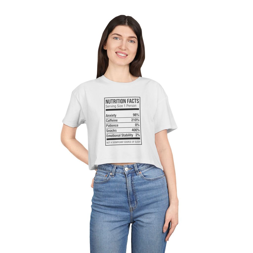 Crop Tee — Nutrition Facts Graphic "Anxiety 80%"