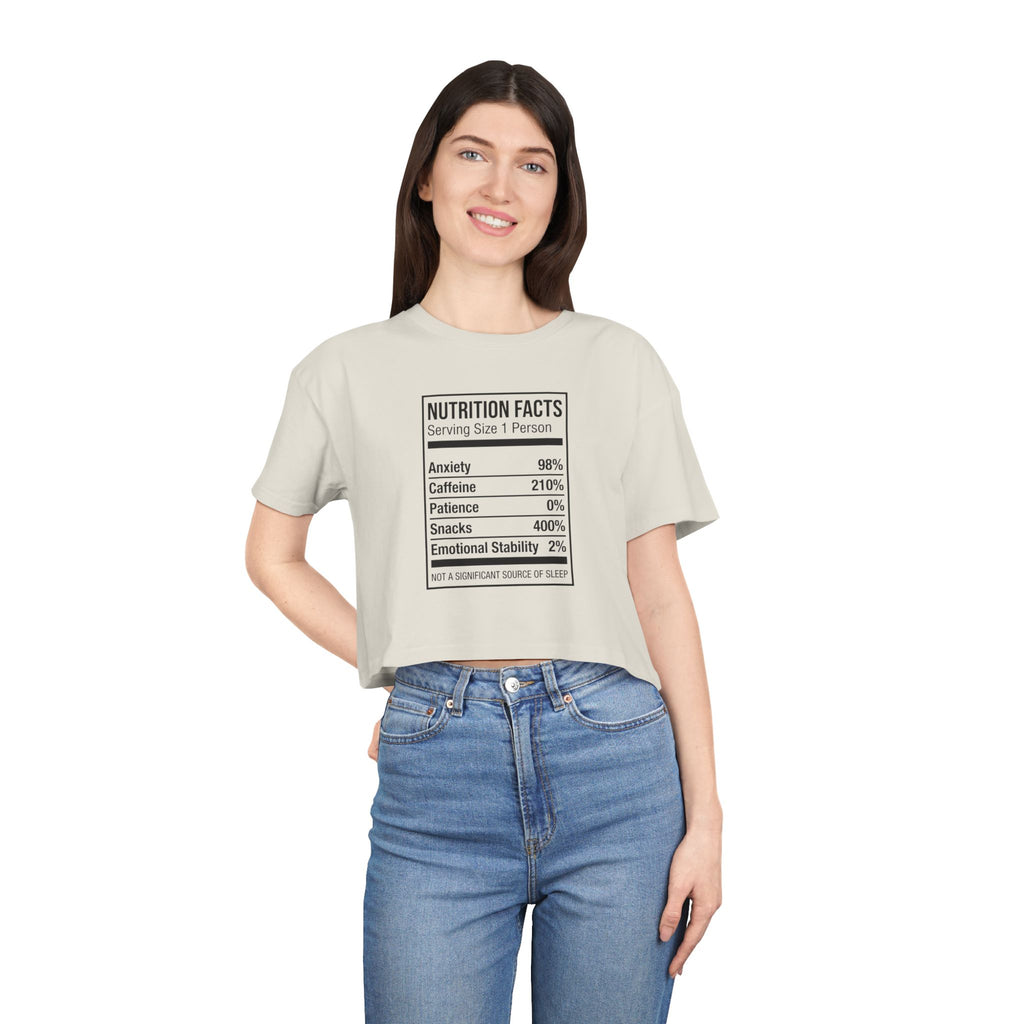 Crop Tee — Nutrition Facts Graphic "Anxiety 80%"