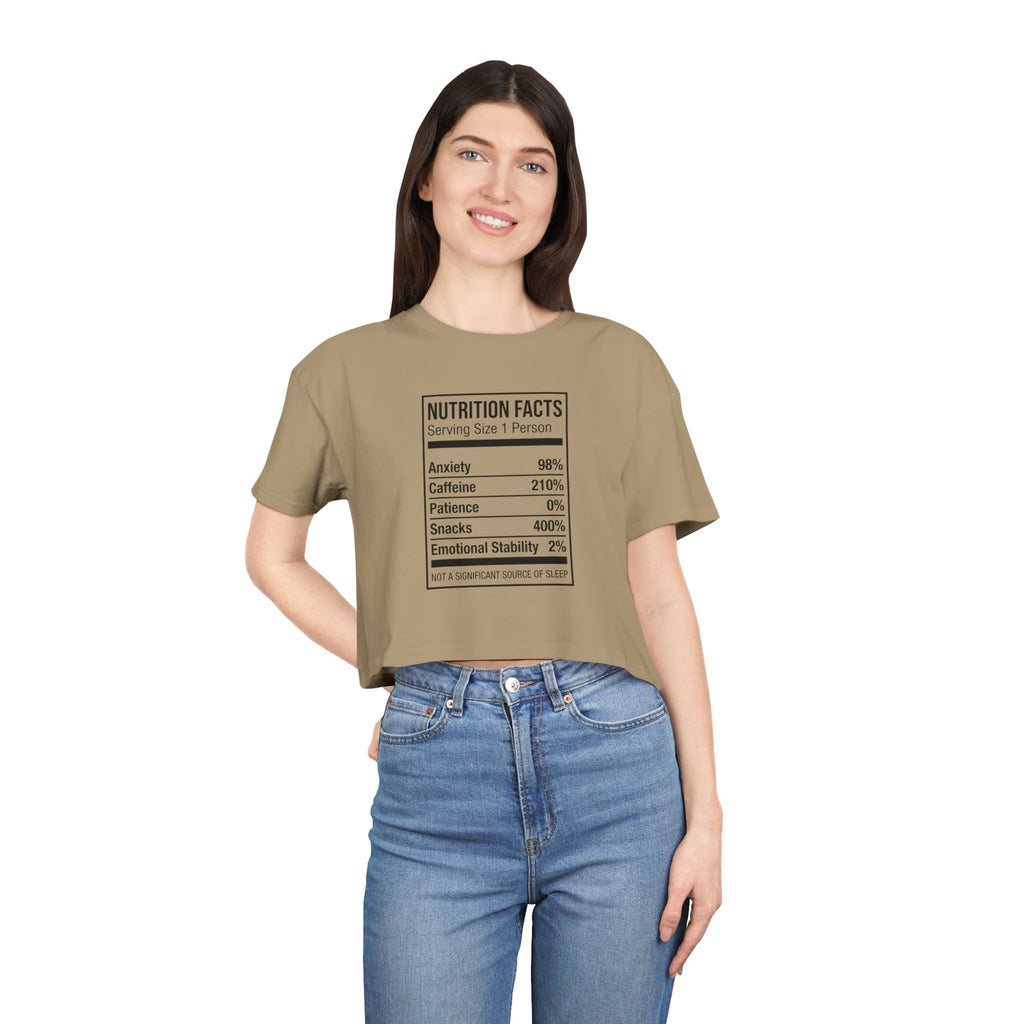 Crop Tee — Nutrition Facts Graphic "Anxiety 80%"