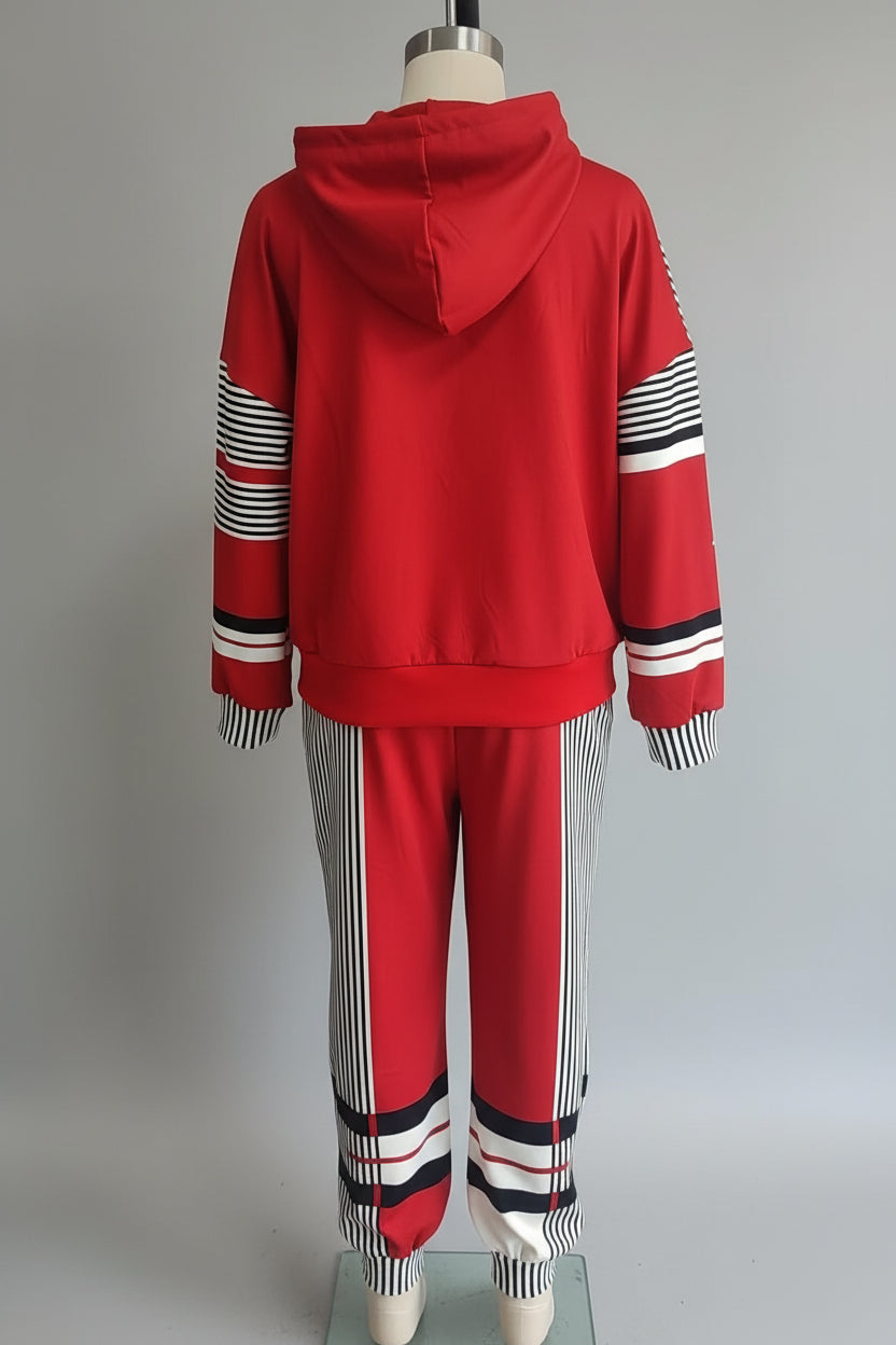 Color-Block Stripe Tracksuit Set