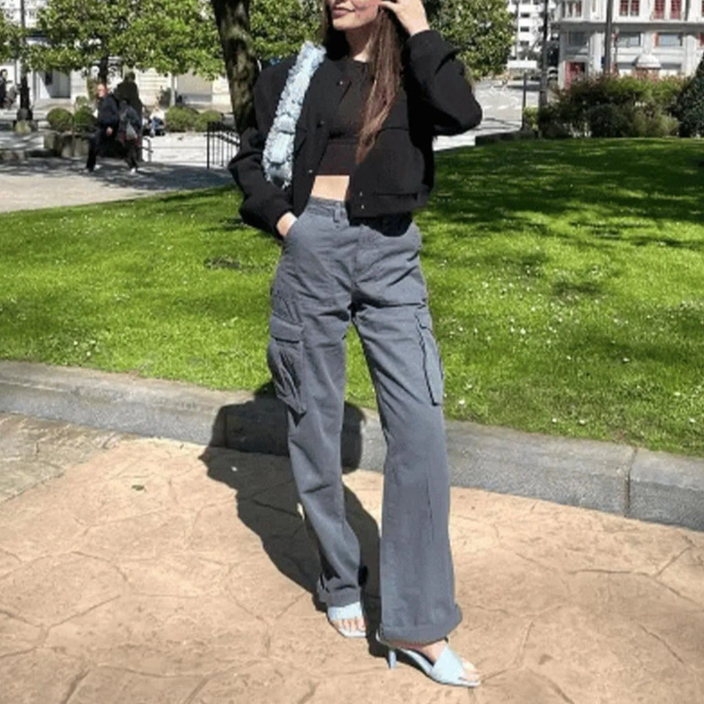 Adjustable Wide-Leg Cargo Pants