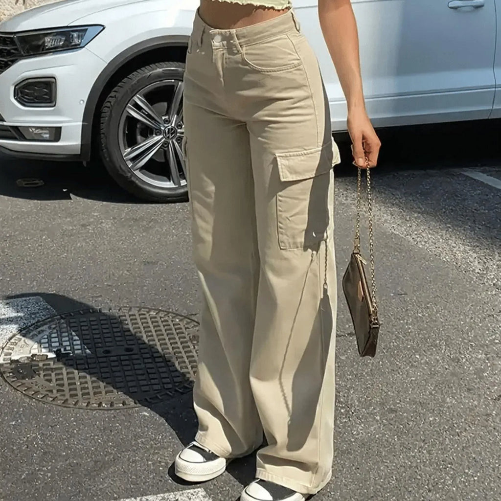Adjustable Wide-Leg Cargo Pants