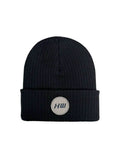 Wide Ribbed Cuffed Beanie – Black