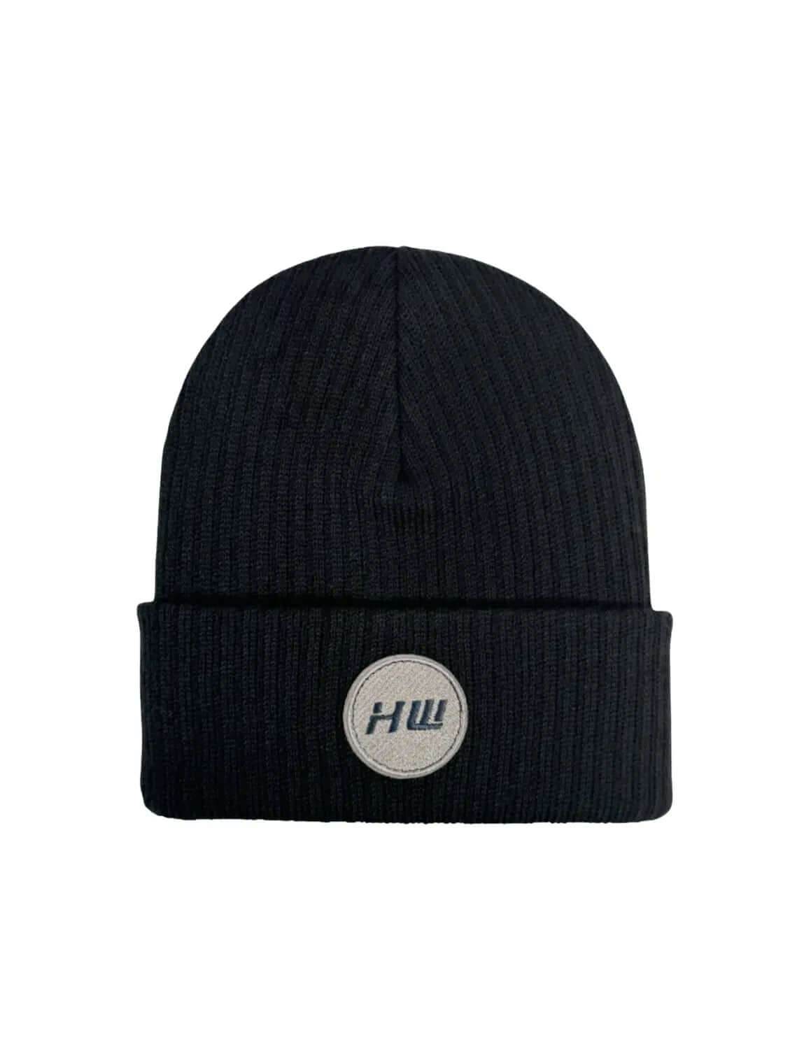 Wide Ribbed Cuffed Beanie – Black