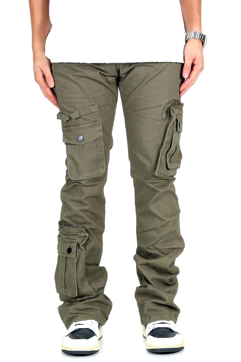 Rapto Olive Stacked Cargo Pants
