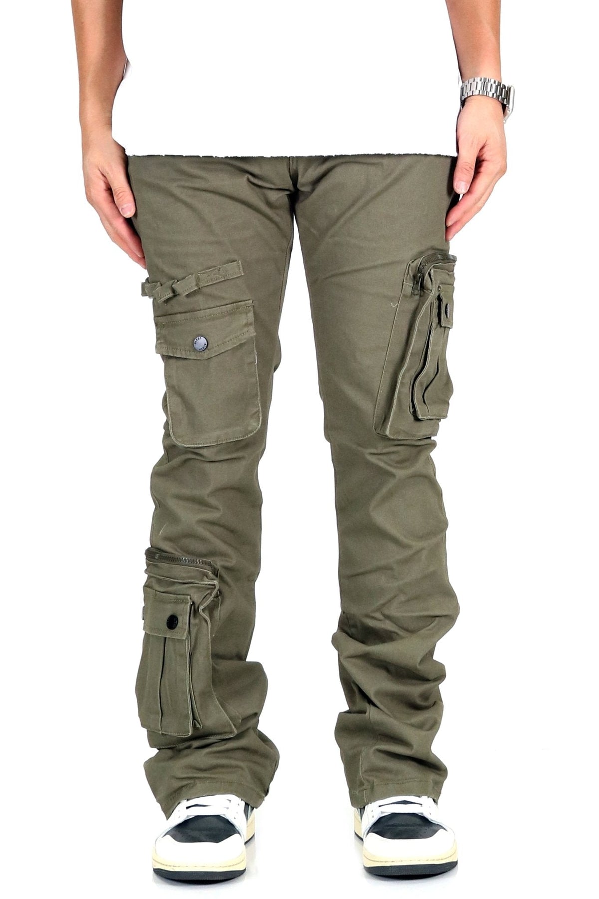 Rapto Olive Stacked Cargo Pants