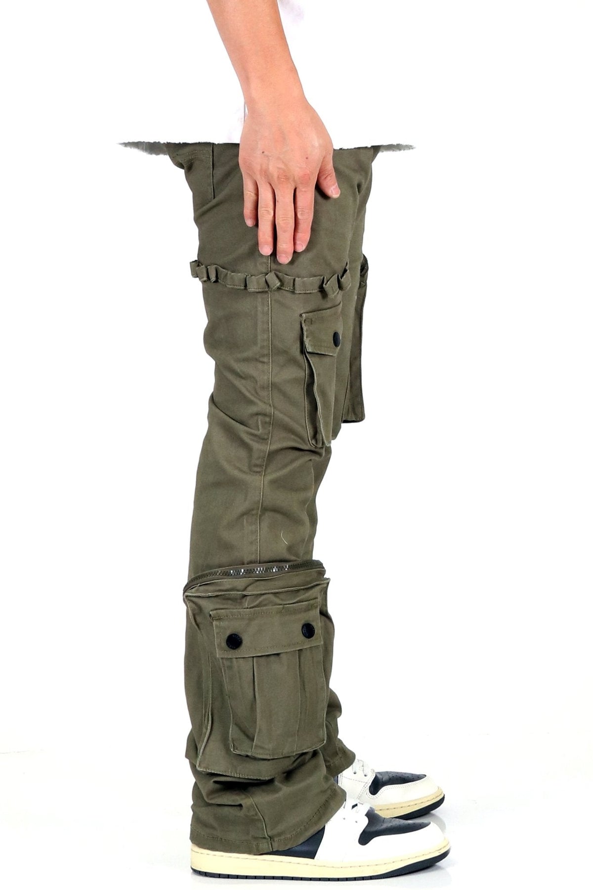 Rapto Olive Stacked Cargo Pants