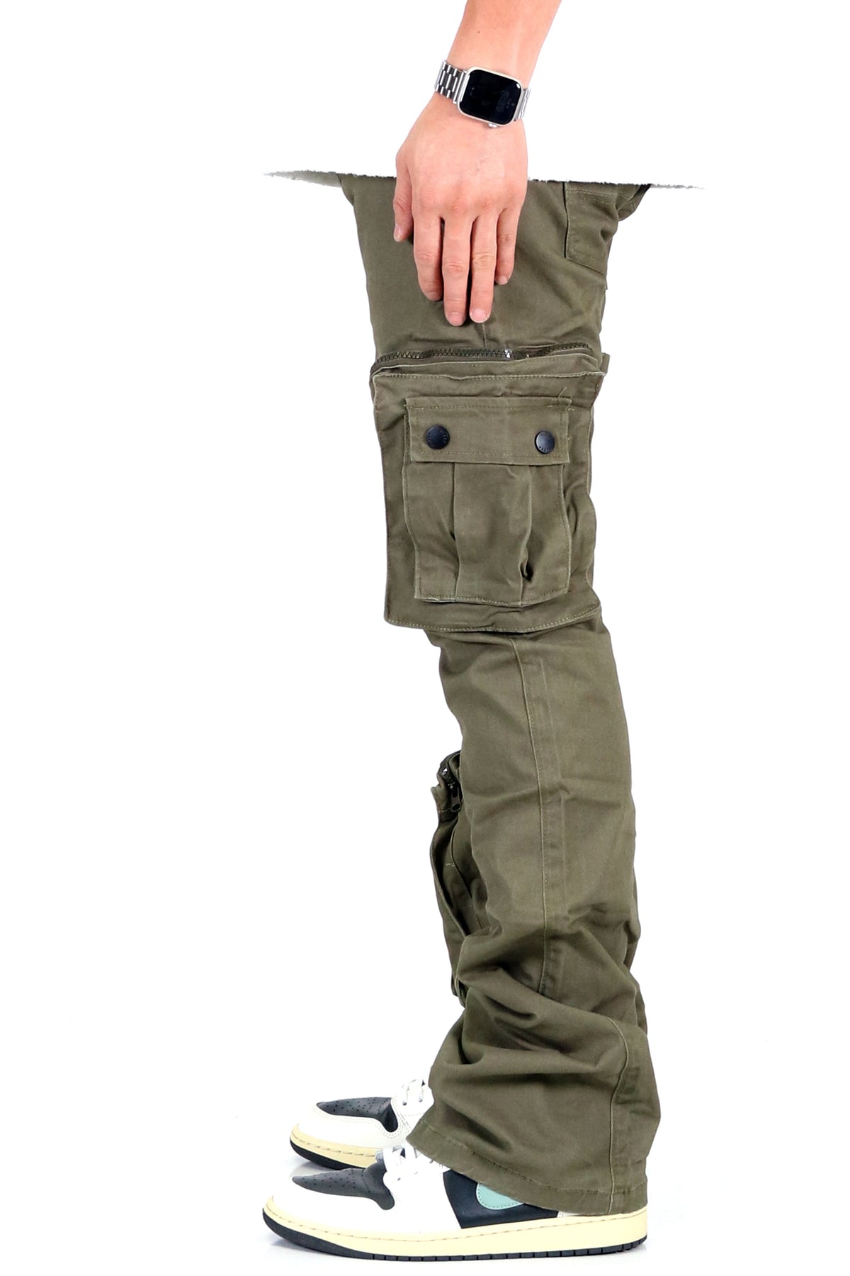 Rapto Olive Stacked Cargo Pants