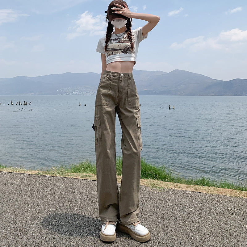 High-Waist Straight Cargo Pants