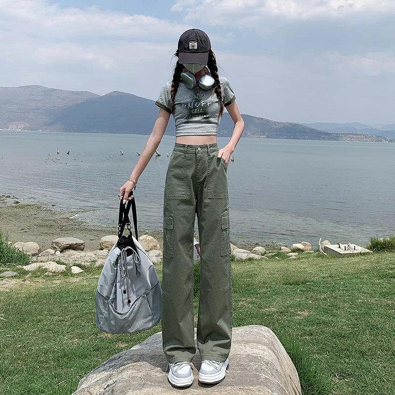 High-Waist Straight Cargo Pants