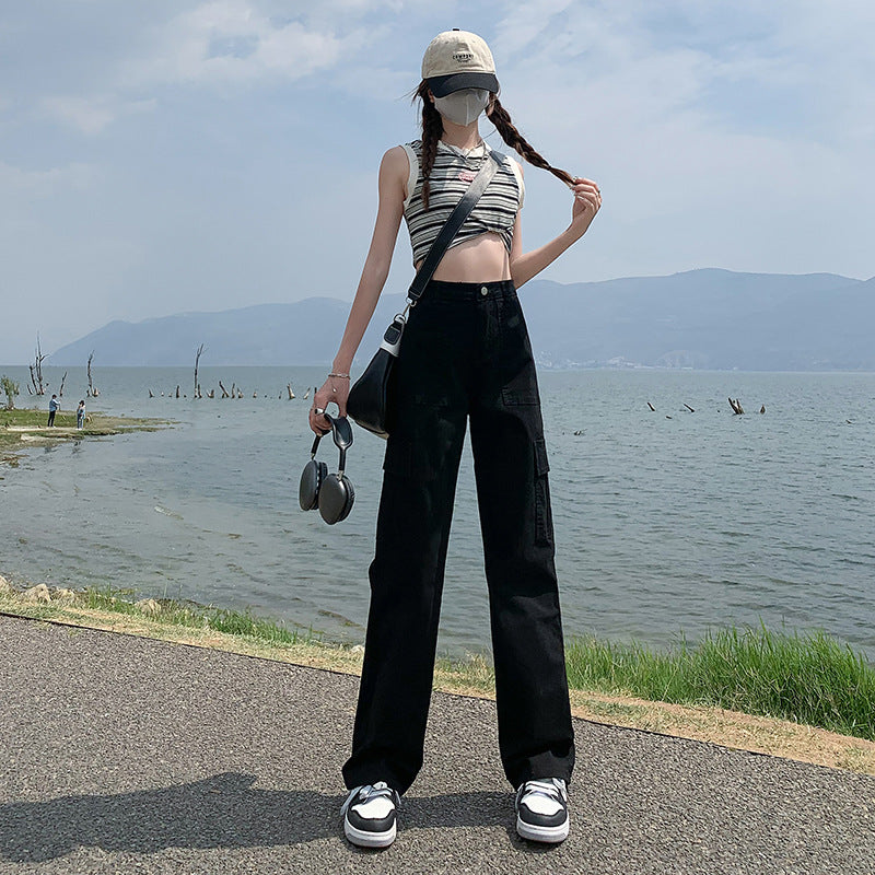 High-Waist Straight Cargo Pants