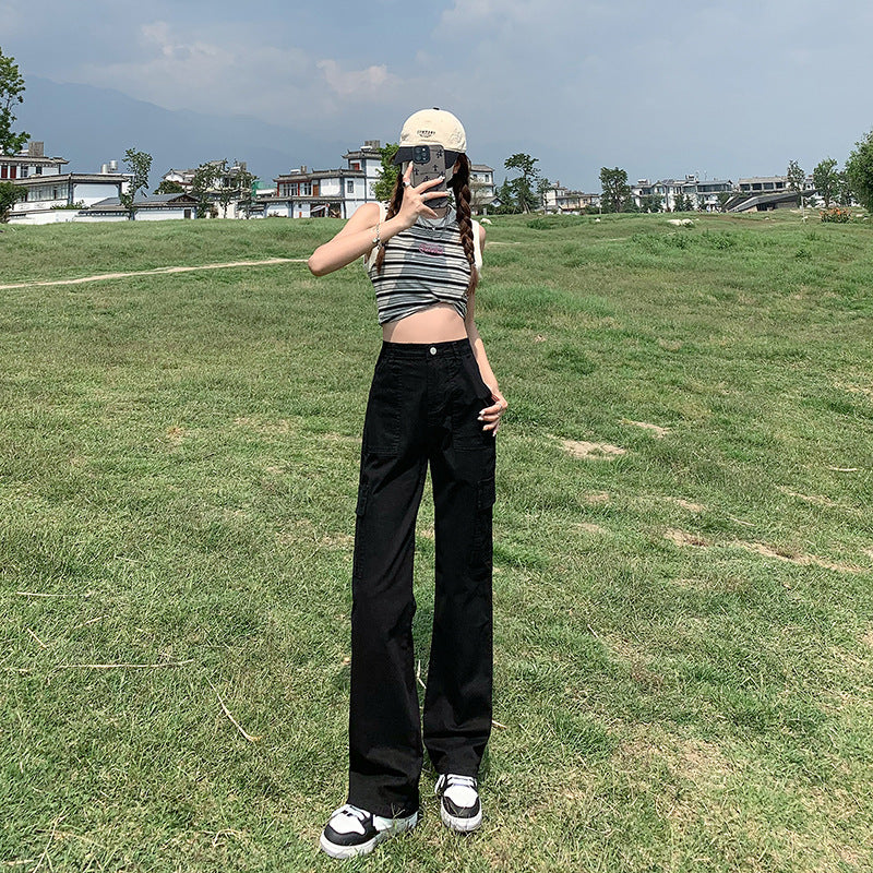 High-Waist Straight Cargo Pants