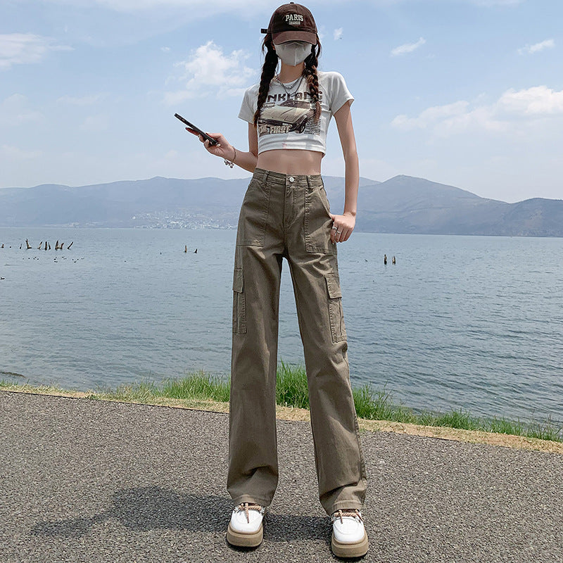 High-Waist Straight Cargo Pants