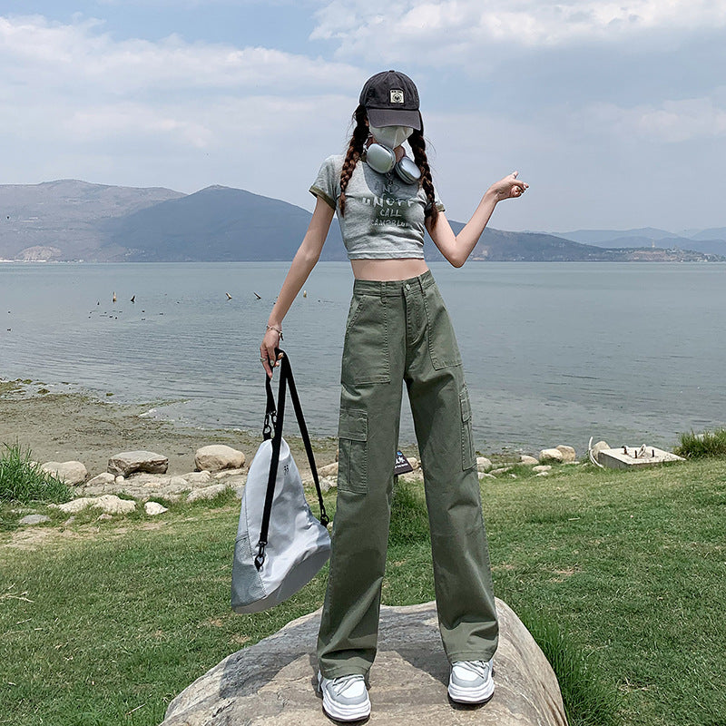 High-Waist Straight Cargo Pants