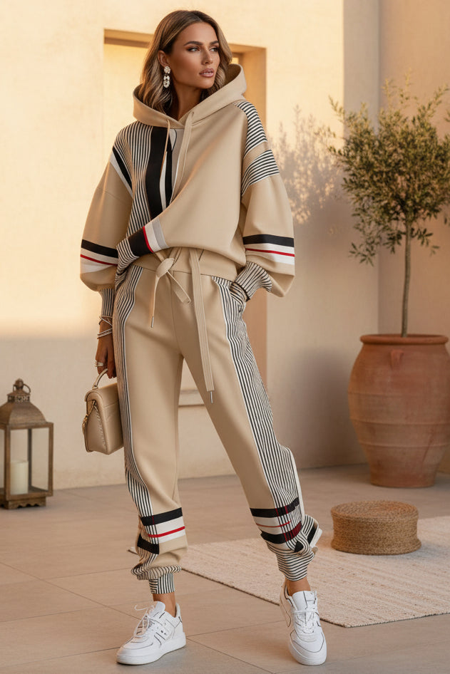 Color-Block Stripe Tracksuit Set
