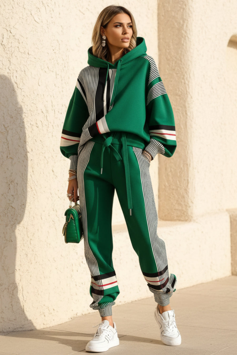 Color-Block Stripe Tracksuit Set